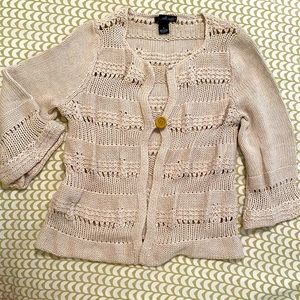 3/4 sleeve single button open weave pattern cotton cardigan by Willi Smith